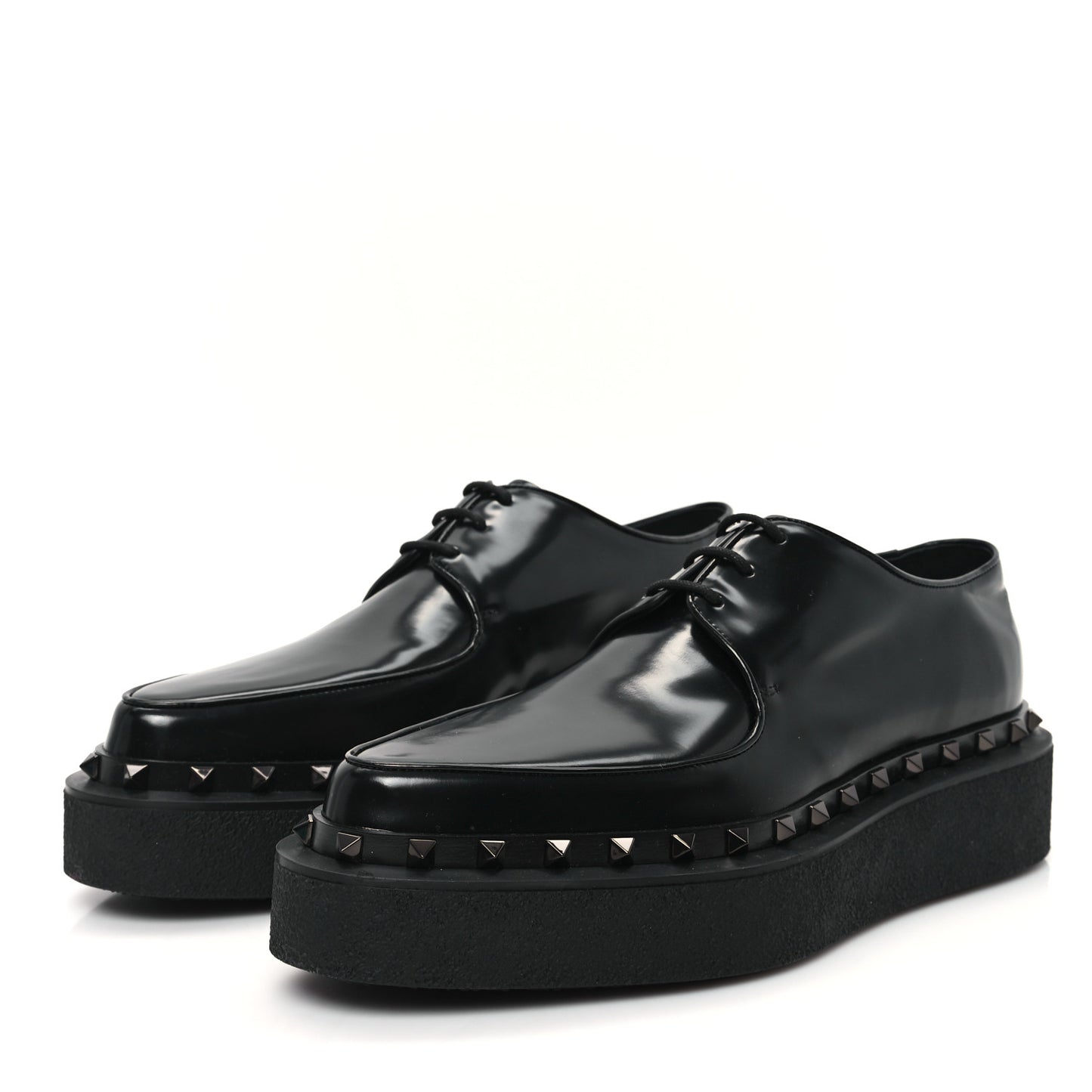 Calfskin Rockstud Womens M-Way Derby Loafers 41 Black