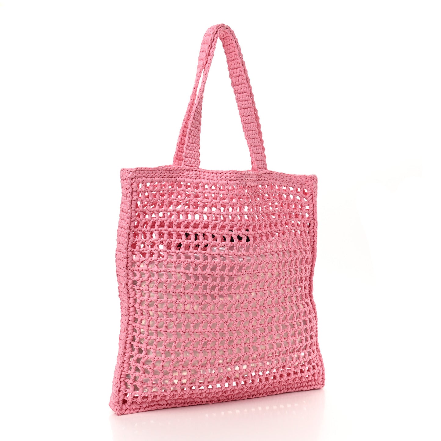 Yarn Raffia Effect Crochet Logo Embroidered Tote Bag Petalo