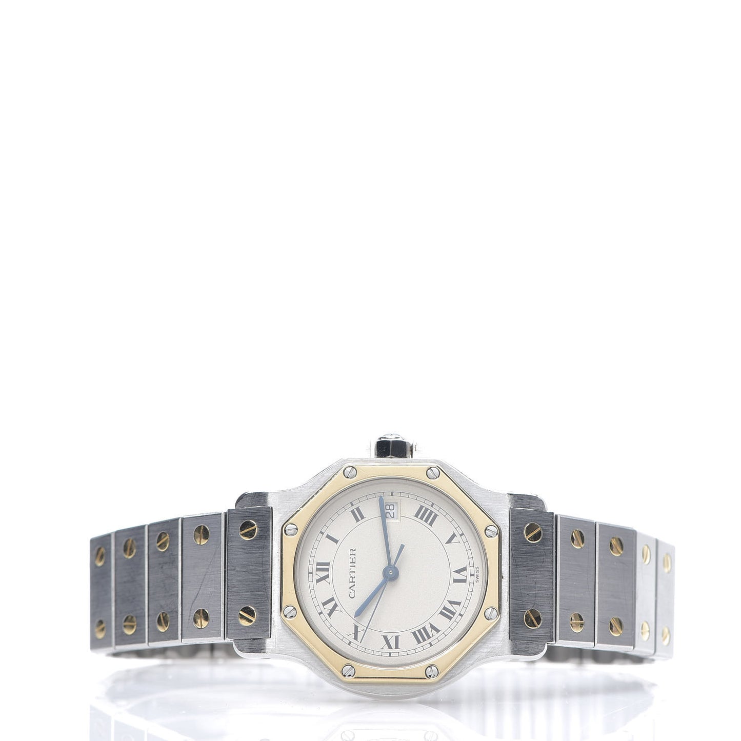 Stainless Steel 18K Yellow Gold 29mm Santos Octagon Quartz Watch