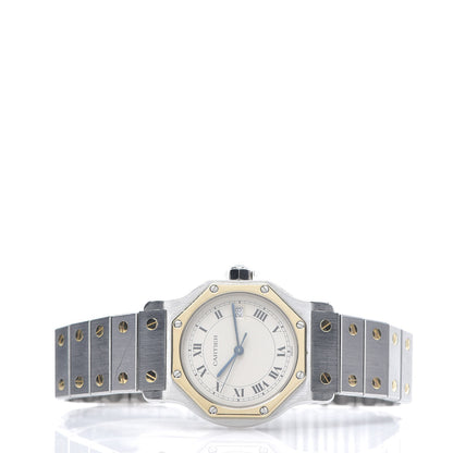 Cartier Stainless Steel 18K Yellow Gold 29mm Santos Octagon Quartz Watch 2 of 5