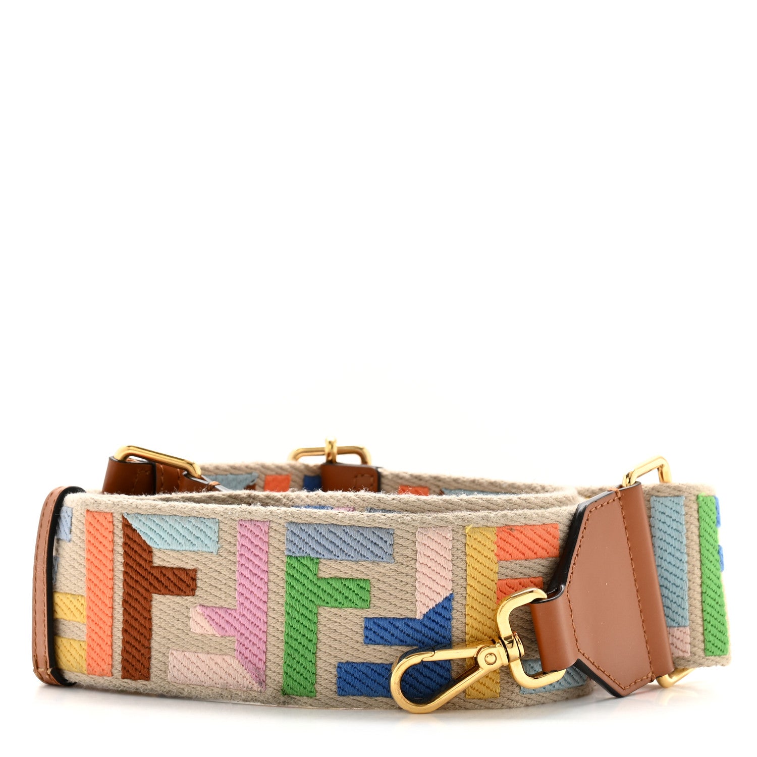 Fendi Canvas Calfskin FF 1974 Adjustable Strap You Multicolor Cuoio 1 of 6