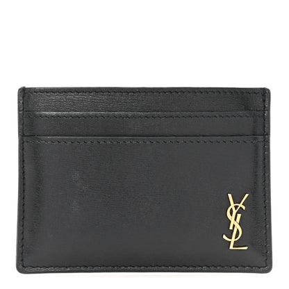 Saint Laurent Calfskin Tiny Cassandre Credit Card Case Black 1 of 8