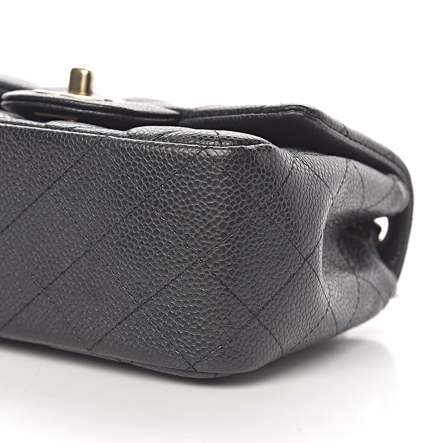 Metallic Caviar Quilted Mini Square Flap Black