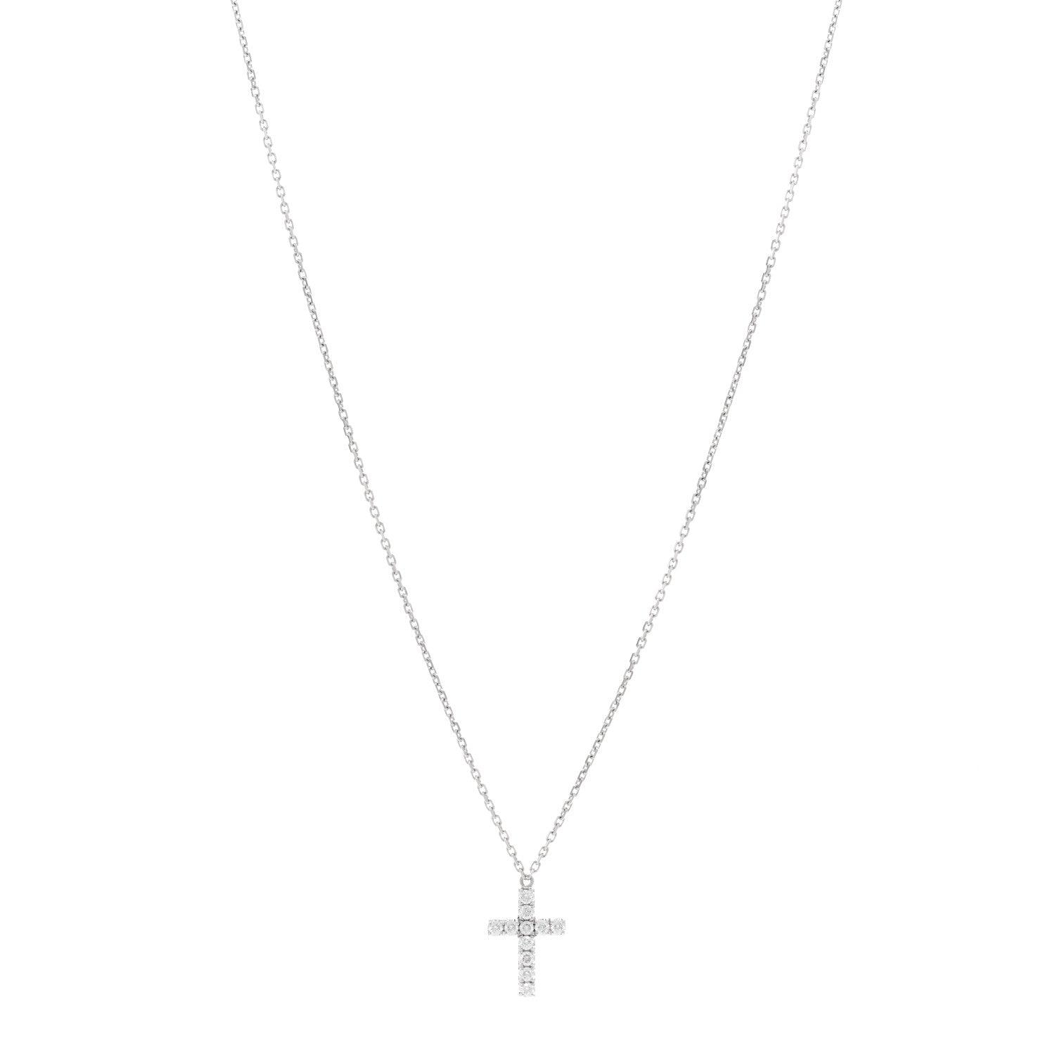 Cartier 18K White Gold Diamond Symbols Cross Pendant Necklace 1 of 5