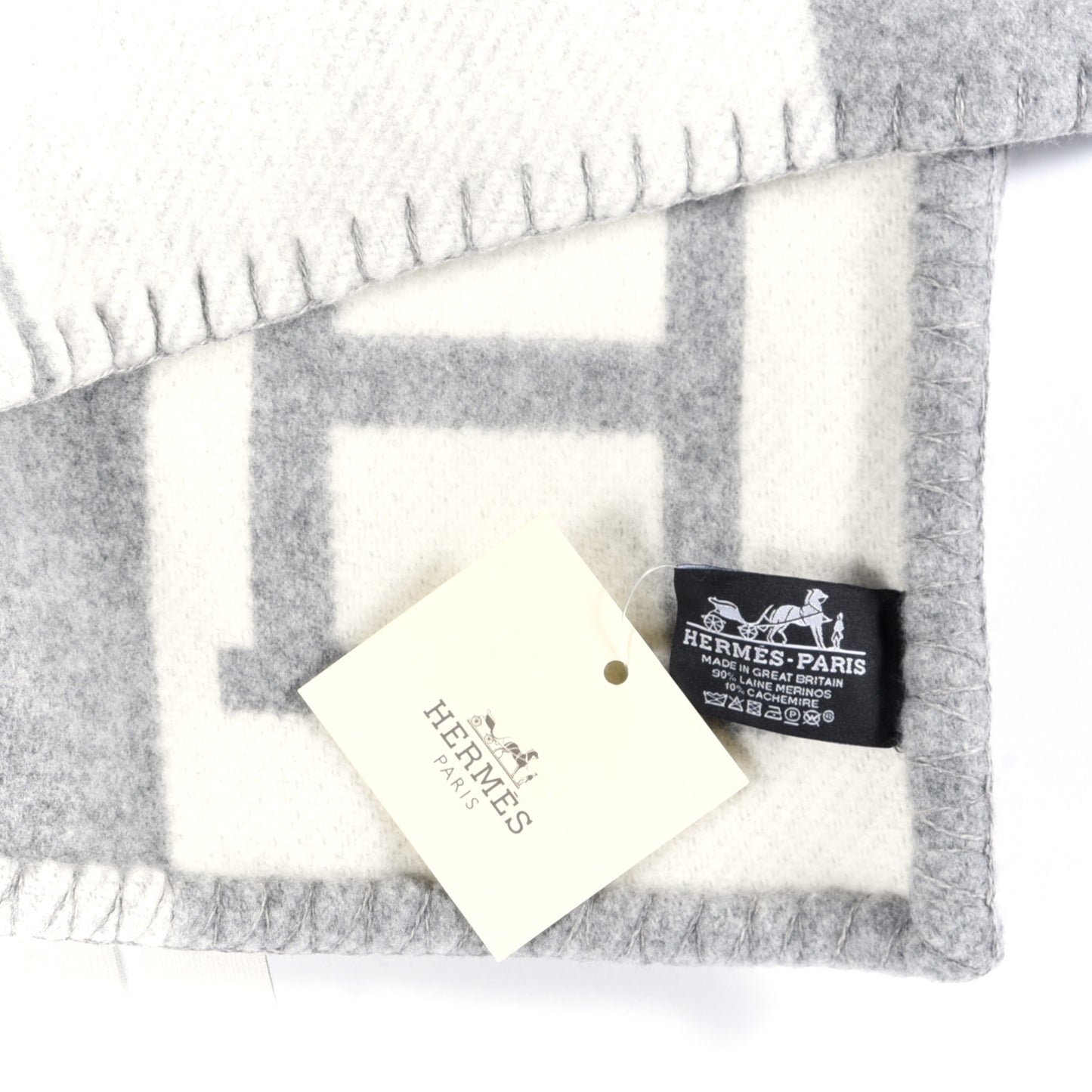Wool Cashmere Avalon III Blanket Ecru Gris Clair