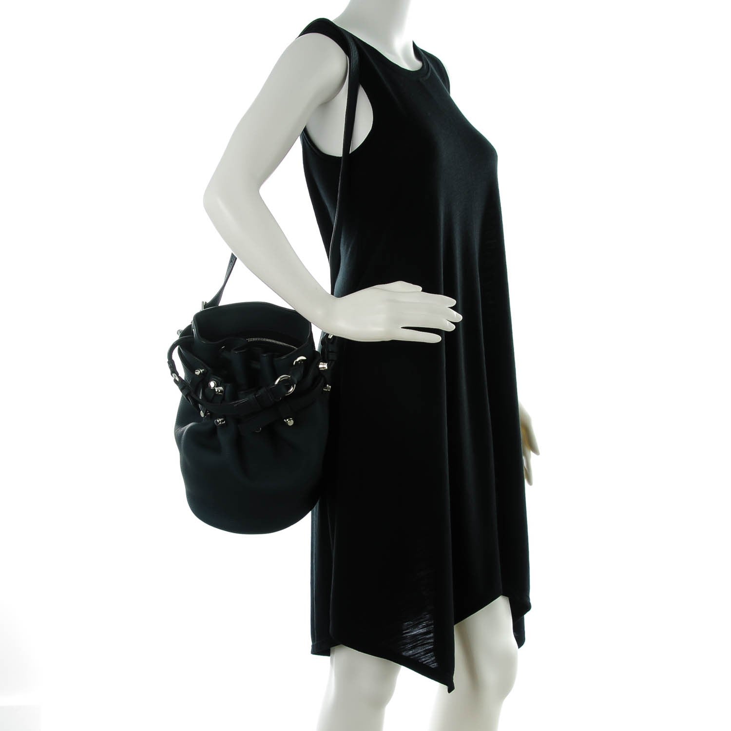 Alexander Wang Pebbled Calfskin Small Diego Bucket Bag Varsity Nickel Hardware 2 of 7