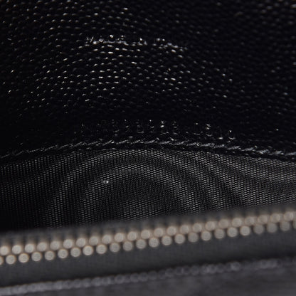 Saint Laurent Grain De Poudre Matelasse Chevron Monogram Envelope Chain Wallet Black 8 of 8