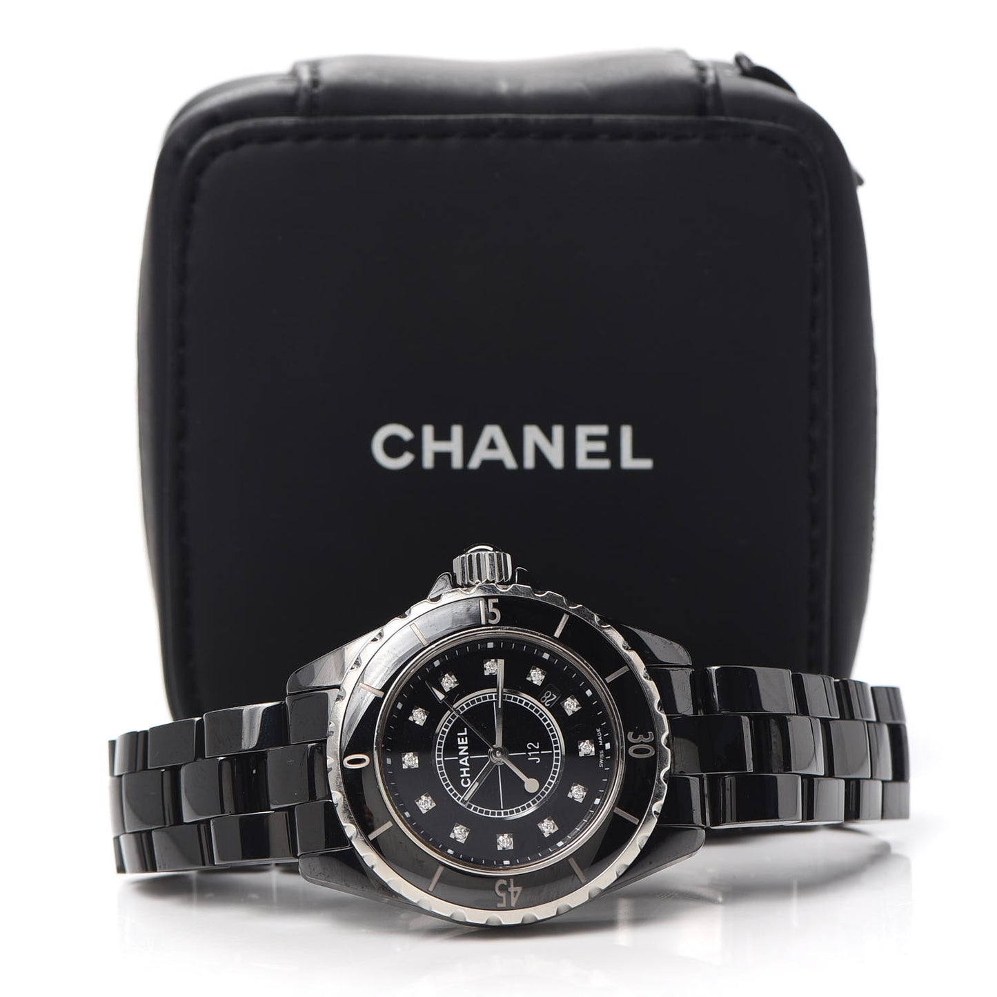 Stainless Steel Ceramic Diamond 33mm J12 Quartz Watch Black