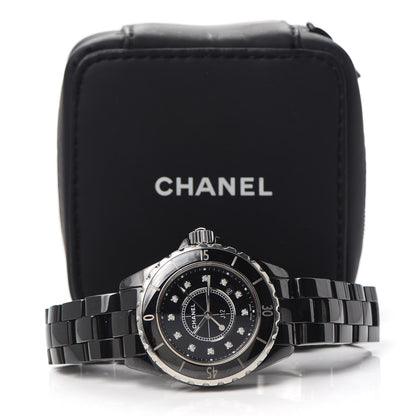Chanel Stainless Steel Ceramic Diamond 33mm J12 Quartz Watch Black 7 of 7