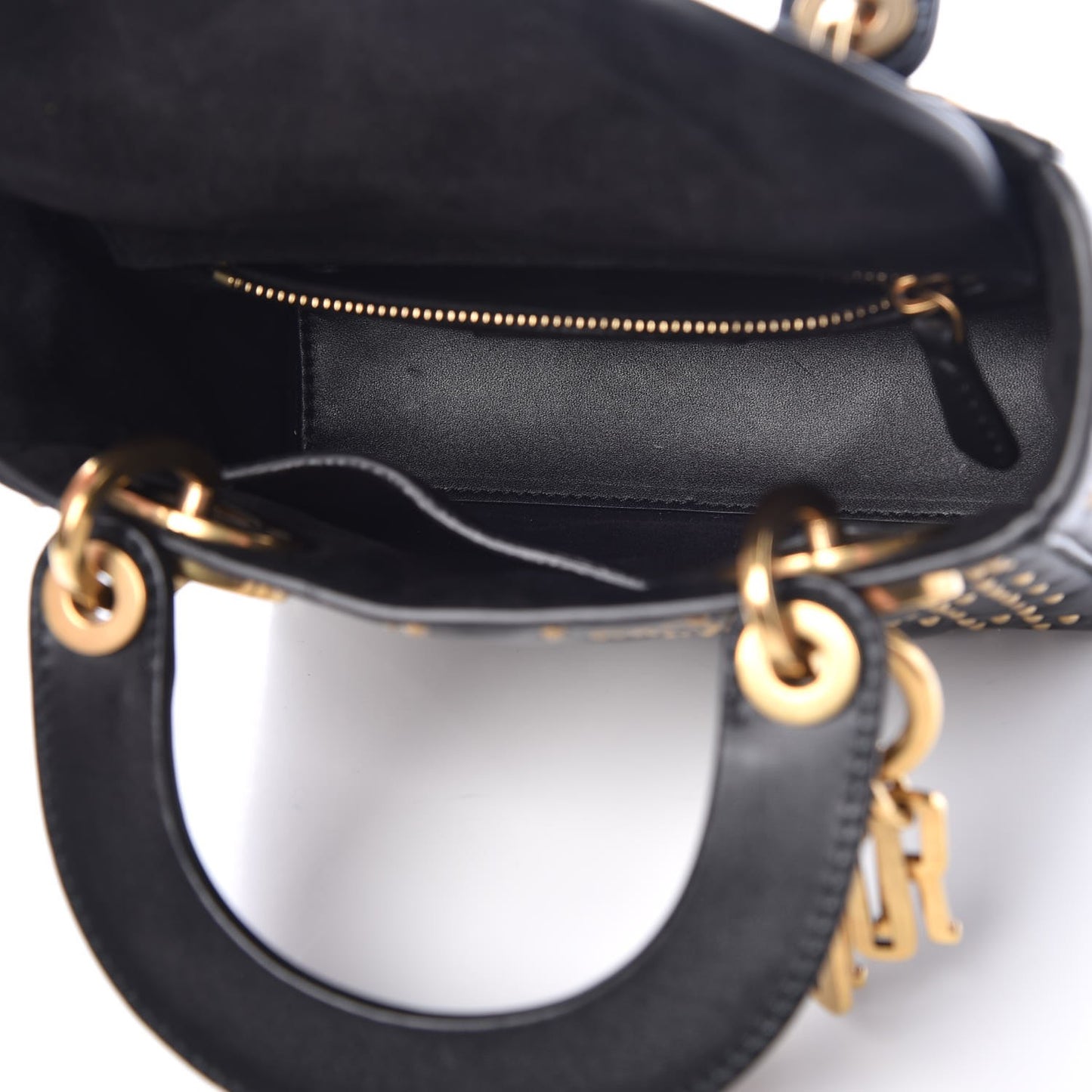 Lambskin Studded Mini Supple Lady Dior Black