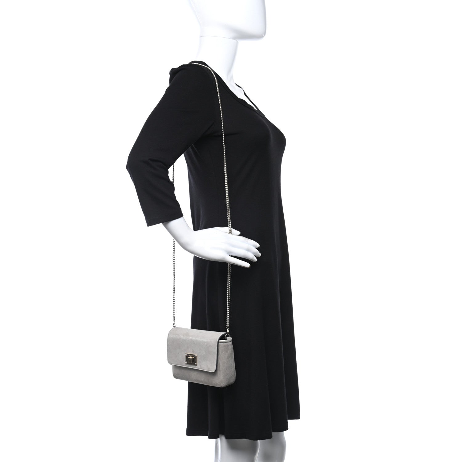Jimmy Choo Suede Mini Ruby Chain Crossbody Silver 2 of 8