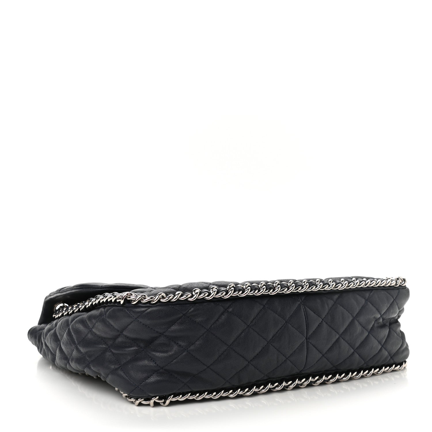 Chanel Washed Lambskin Quilted Chain Around Maxi Flap Dark Navy Blue 4 of 11