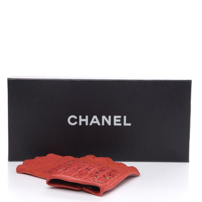 Chanel Lambskin Tweed Fingerless Gloves 7 Red 6 of 6
