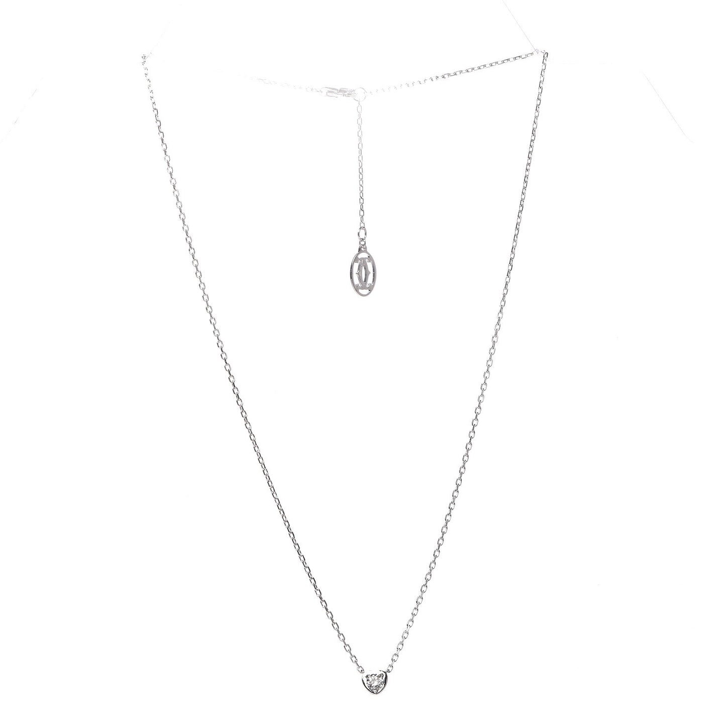 18K White Gold Diamond D'Amour Heart Pendant Necklace