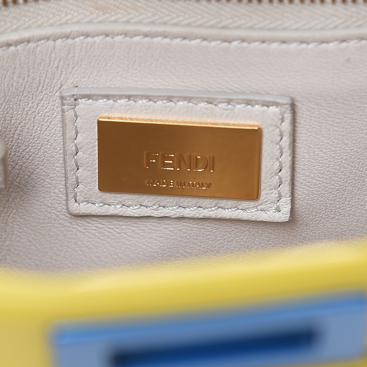 Fendi Nappa Colorblock Mini Peekaboo Iconic Satchel Lime Blue Royal Latte 7 of 15