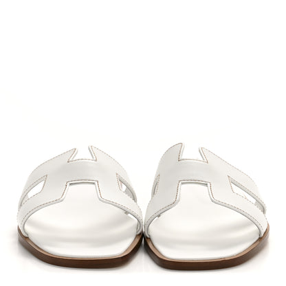 Hermes Box Calfskin Oran Sandals 39.5 White 3 of 9