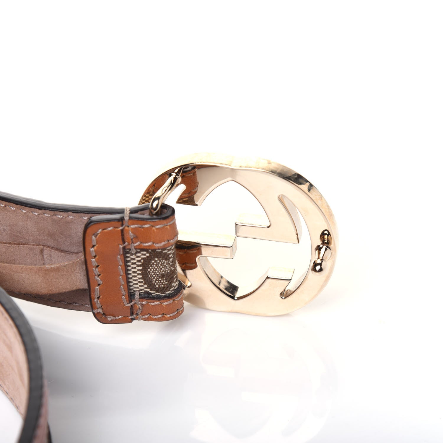Gucci Monogram Interlocking G Belt 85 34 Light Brown 4 of 8