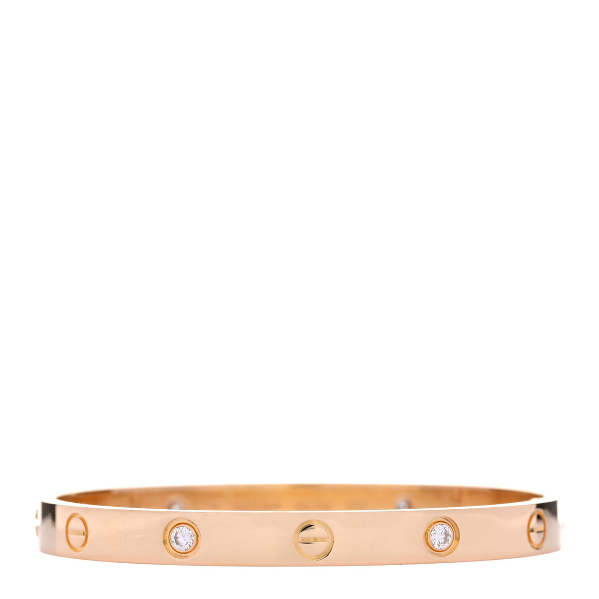 Cartier 18K Yellow Gold 4 Diamond LOVE Bracelet 17 1 of 6