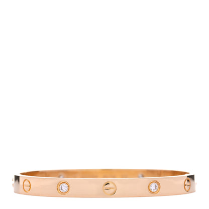 Cartier 18K Yellow Gold 4 Diamond LOVE Bracelet 17 1 of 6