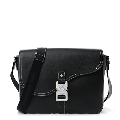 Christian Dior Grained Calfskin Medium Saddle Messenger Bag Black 1 of 12