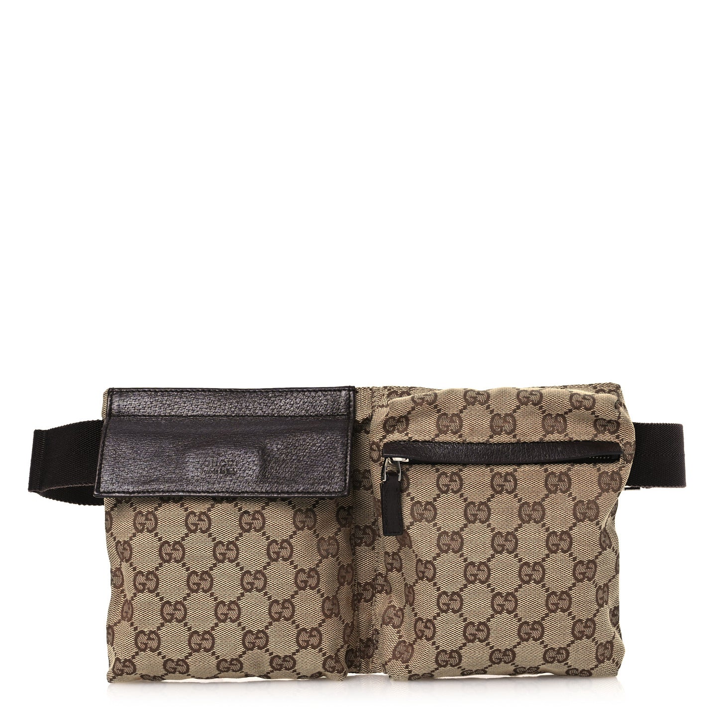 GG Monogram Double Pocket Belt Bag Dark Brown