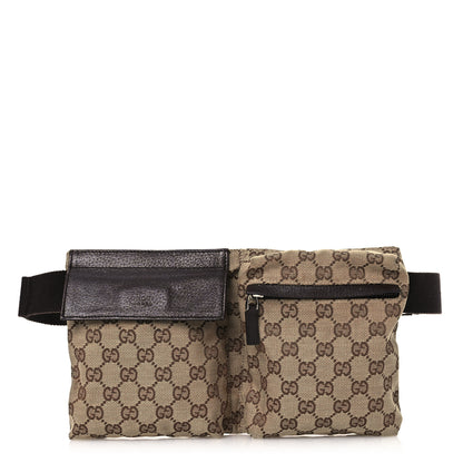 Gucci GG Monogram Double Pocket Belt Bag Dark Brown 1 of 13