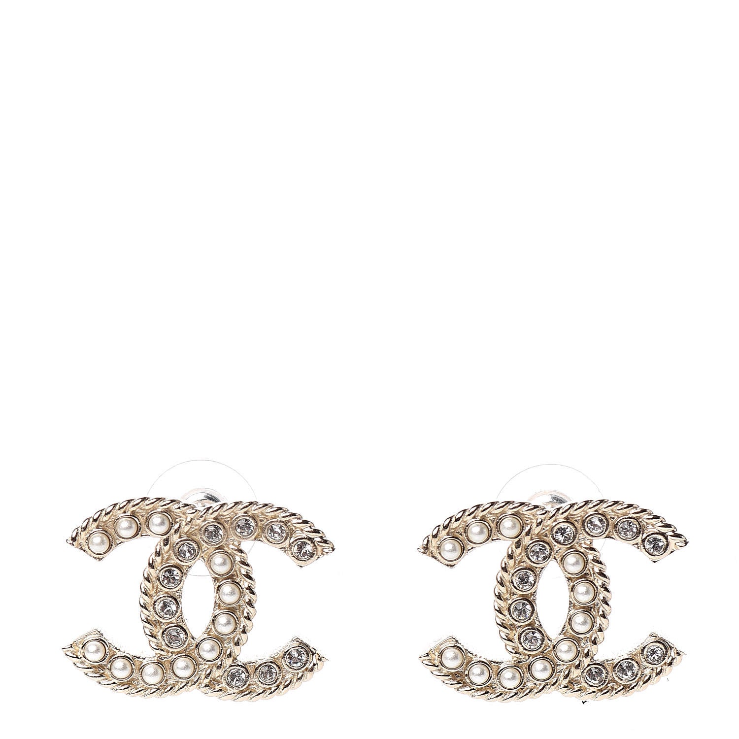 Chanel Pearl Queen of France CC Earrings Gold 1 of 5