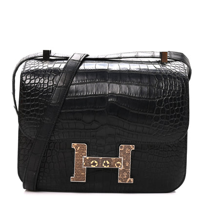 Hermes Matte Alligator Lizard Constance 24 Black Ombre 1 of 11
