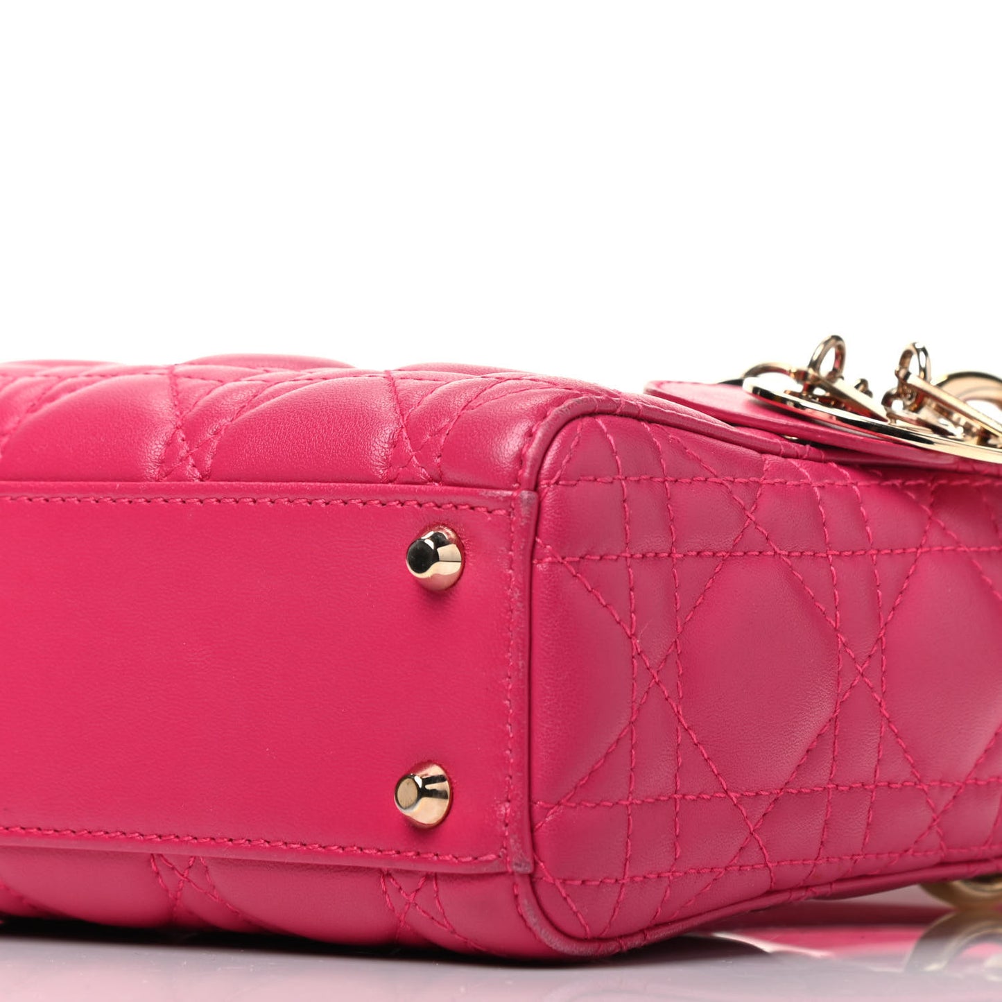 Lambskin Cannage Mini Lady Dior Fuchsia
