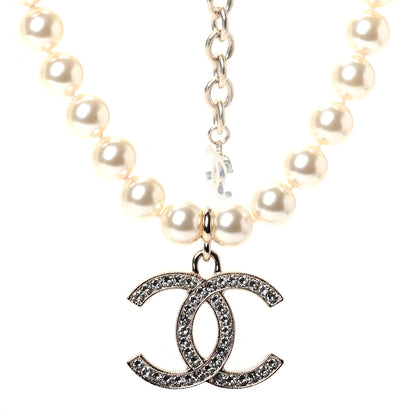 Chanel Pearl Crystal CC Airpods Necklace Gold 1 of 6