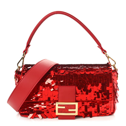 Fendi Sequin Paillettes Vitello Grace Sex and the City Baguette Mattone 1 of 8