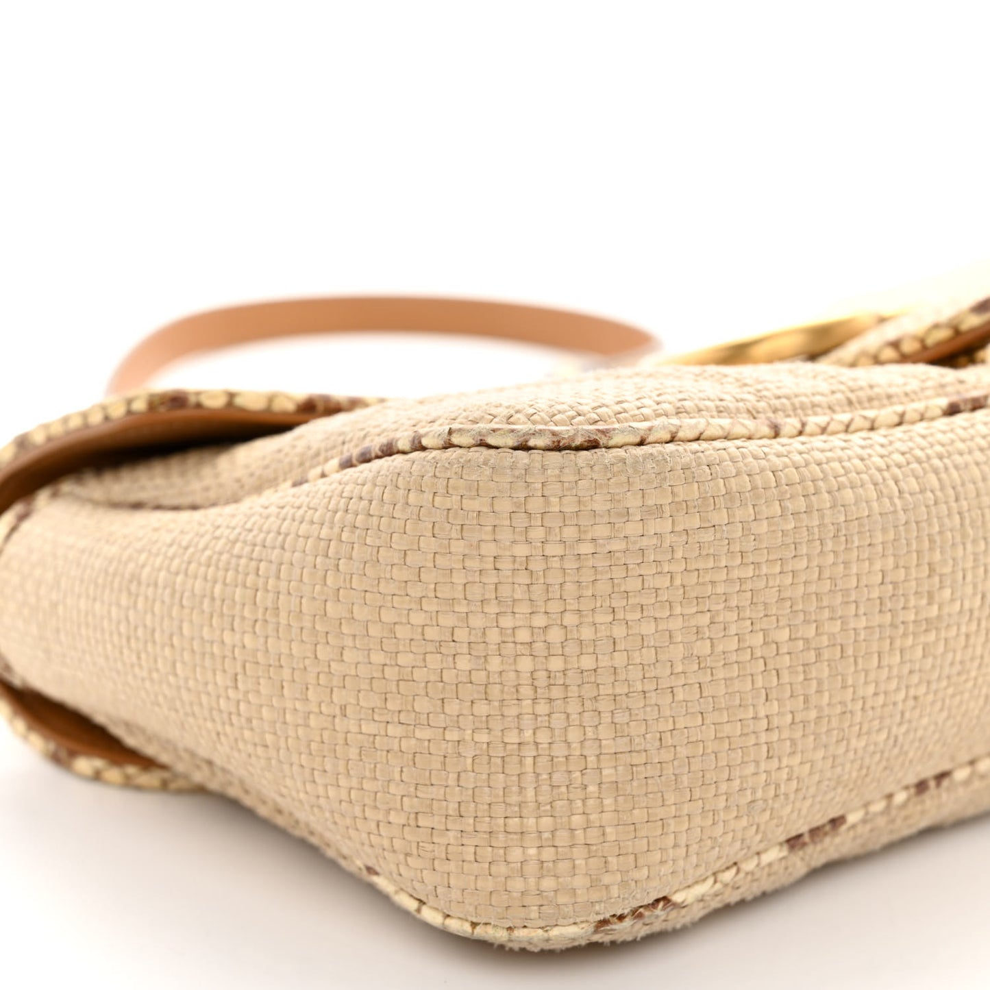 Raffia Elaphe Matelasse Small GG Marmont Shoulder Bag Natural Cream Brown