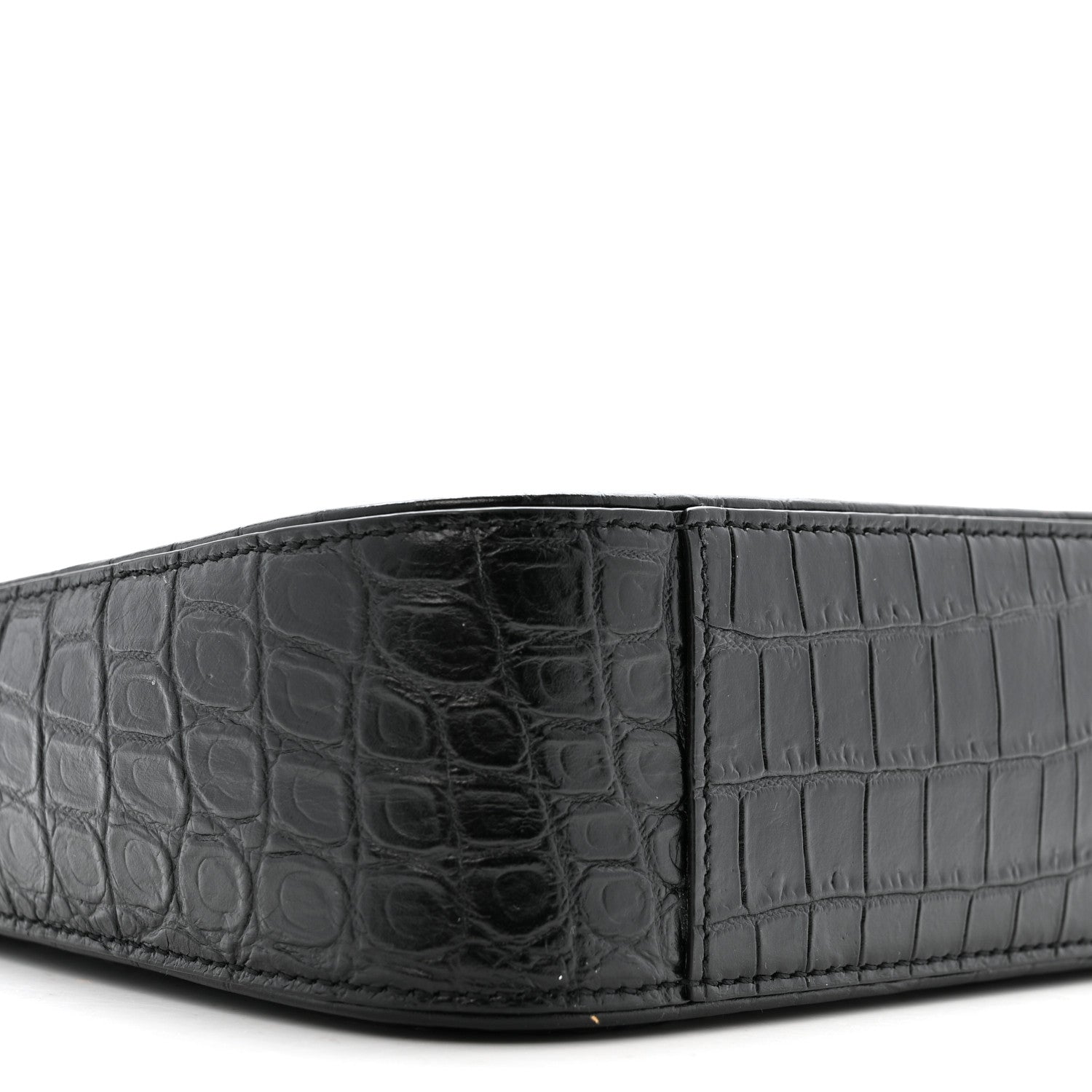 Saint Laurent Calfskin Crocodile Embossed Le 5 A 7 Hobo Black 9 of 13