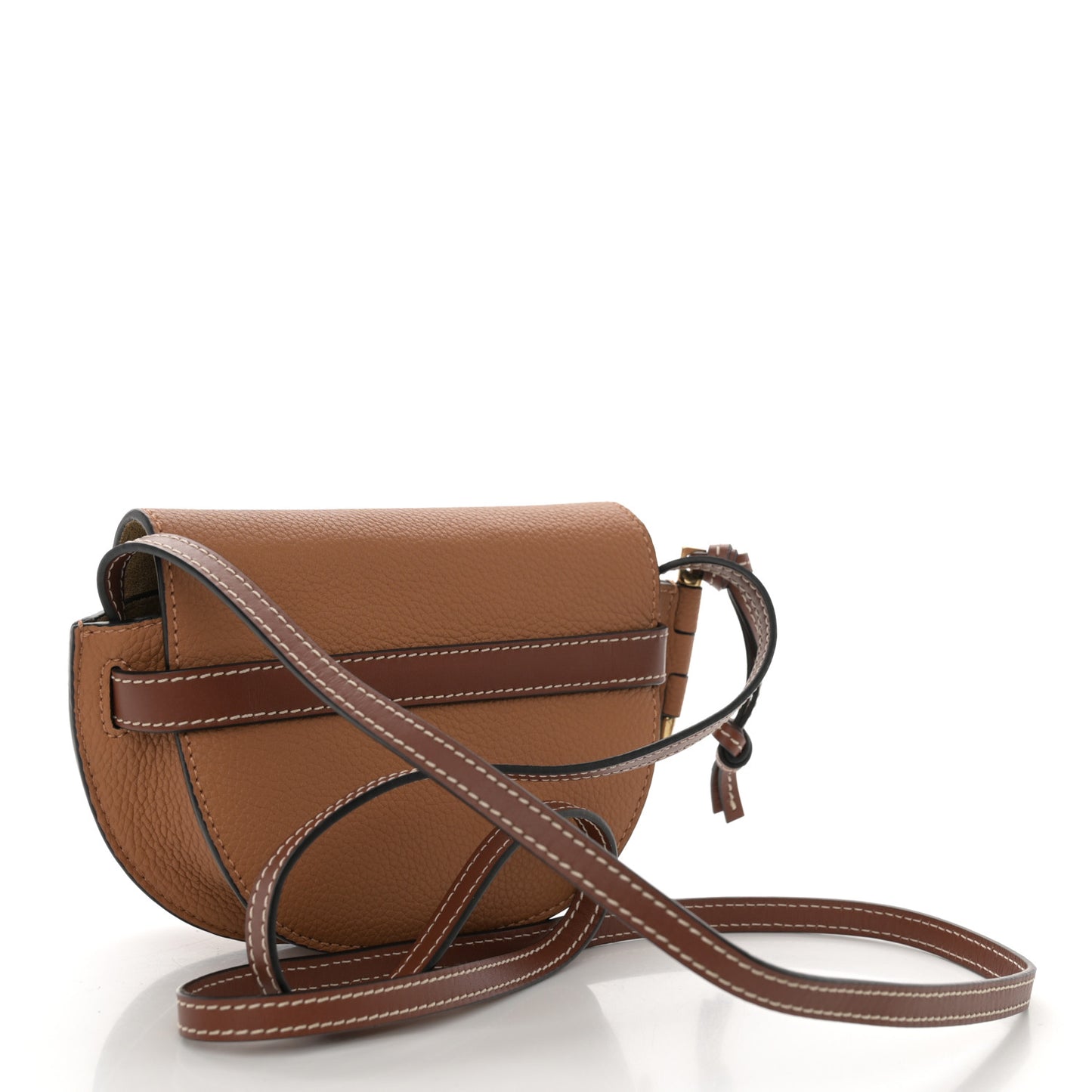 Grained Calfskin Mini Gate Crossbody Bag Caramel Pecan