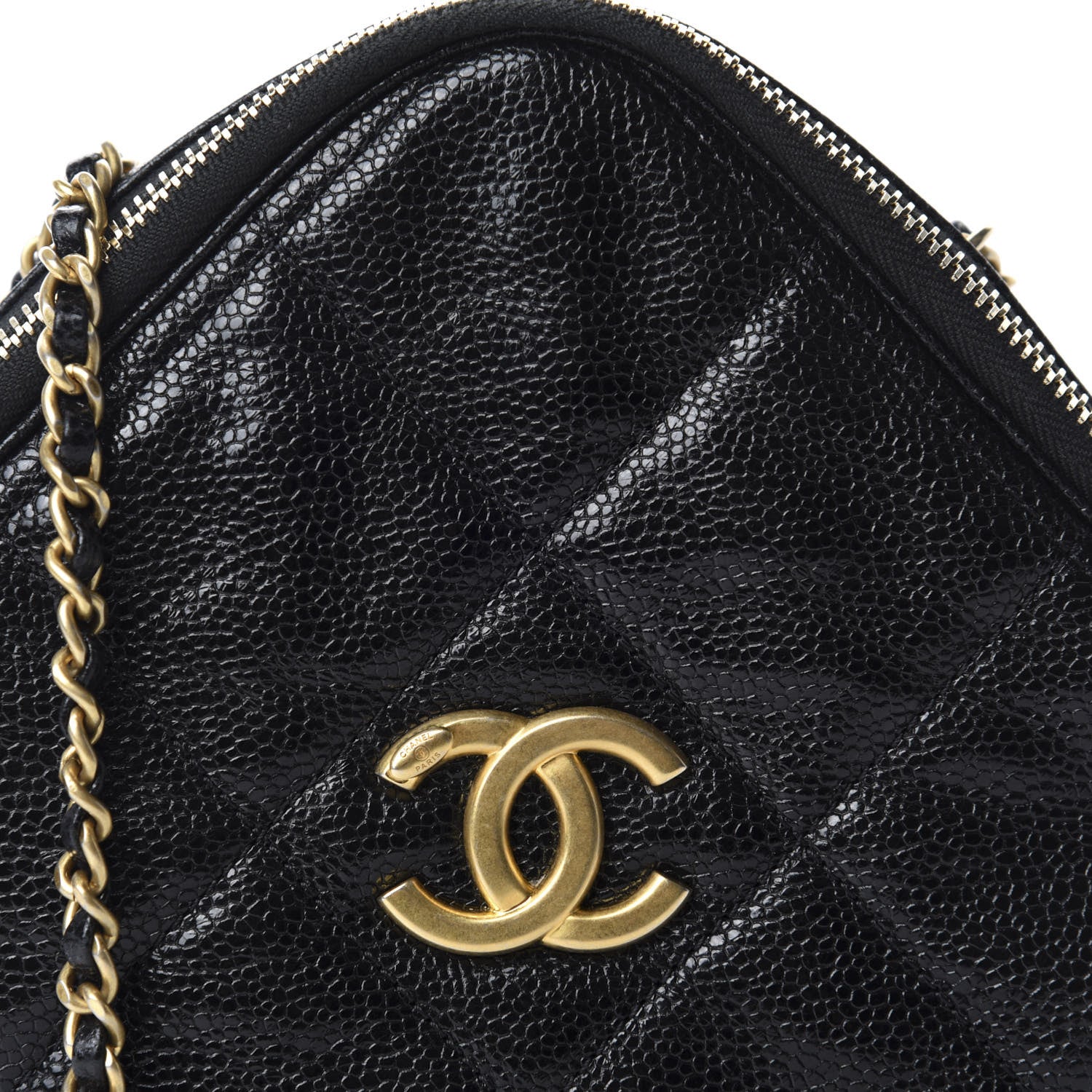 Chanel Caviar Quilted Diamond Clutch With Chain Black 9 of 10