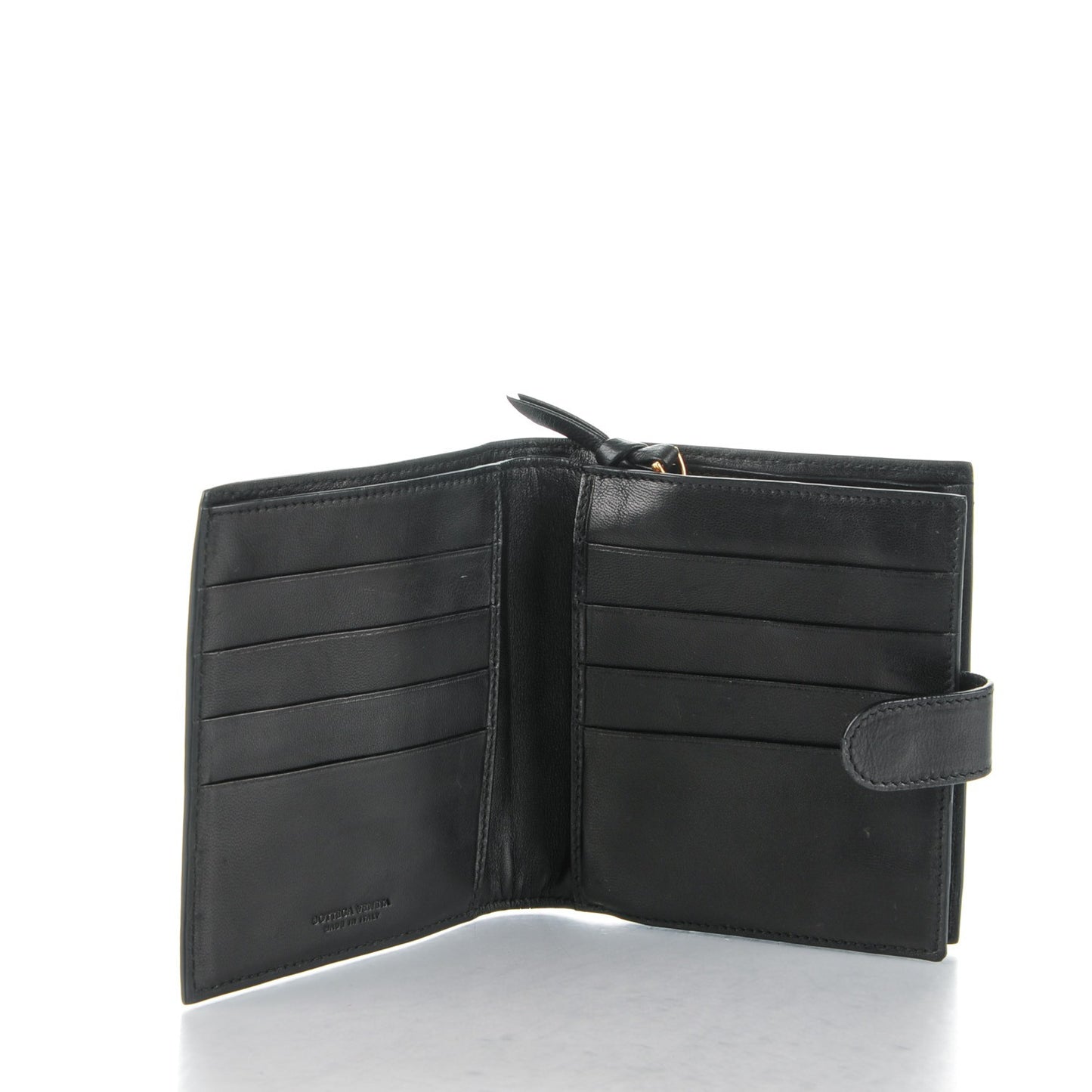 BOTTEGA VENETA Nappa Intrecciato French Flap Wallet Nero Black