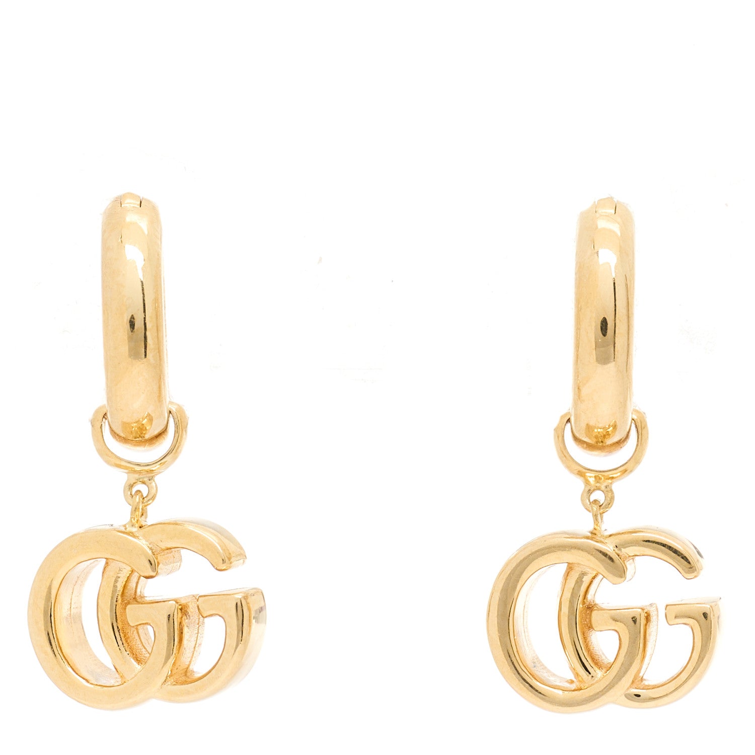 Gucci 18K Yellow Gold Running G Drop Hoop Earrings 1 of 5