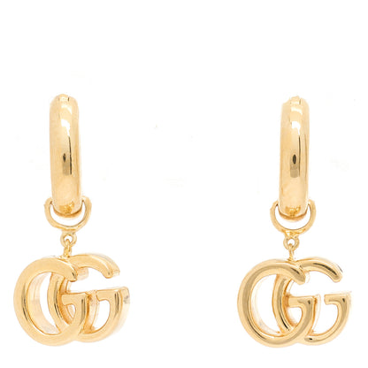 Gucci 18K Yellow Gold Running G Drop Hoop Earrings 1 of 5
