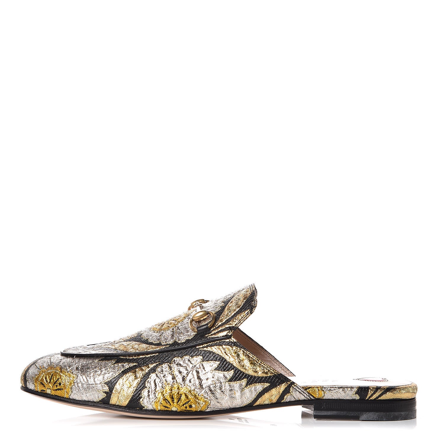 Gucci Jacquard Floral Womens Princetown Slippers 40 Oro Black 1 of 9