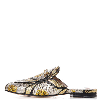 Gucci Jacquard Floral Womens Princetown Slippers 40 Oro Black 1 of 9