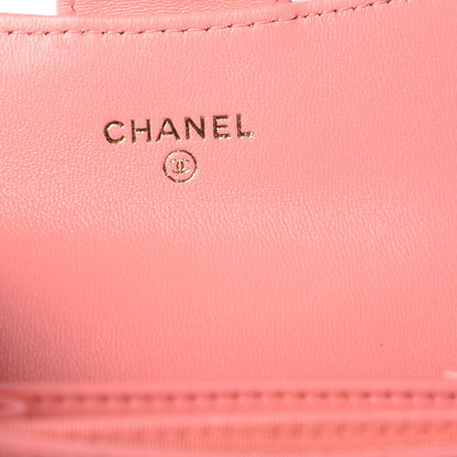 Chanel Lambskin Chevron Quilted Card Holder Coral 6 of 9