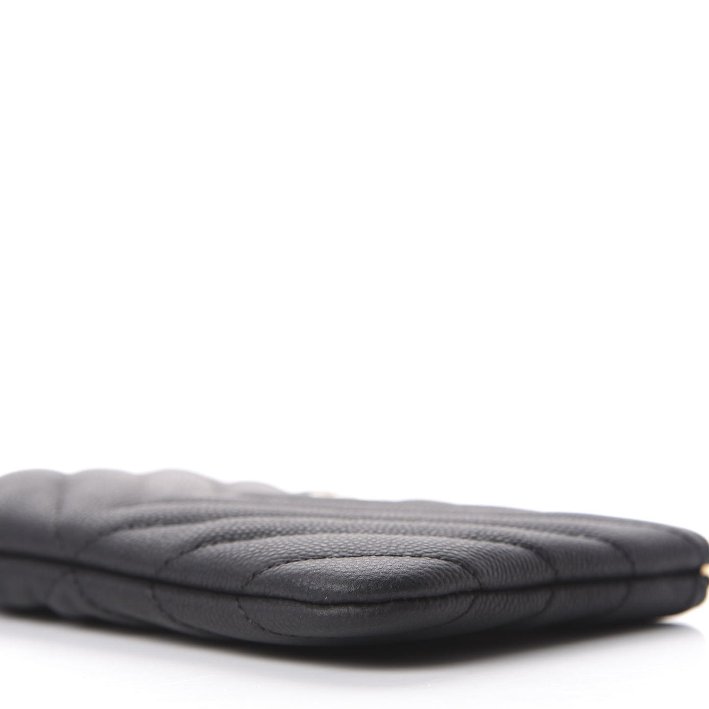 Caviar Chevron Quilted Small Cosmetic Case Black