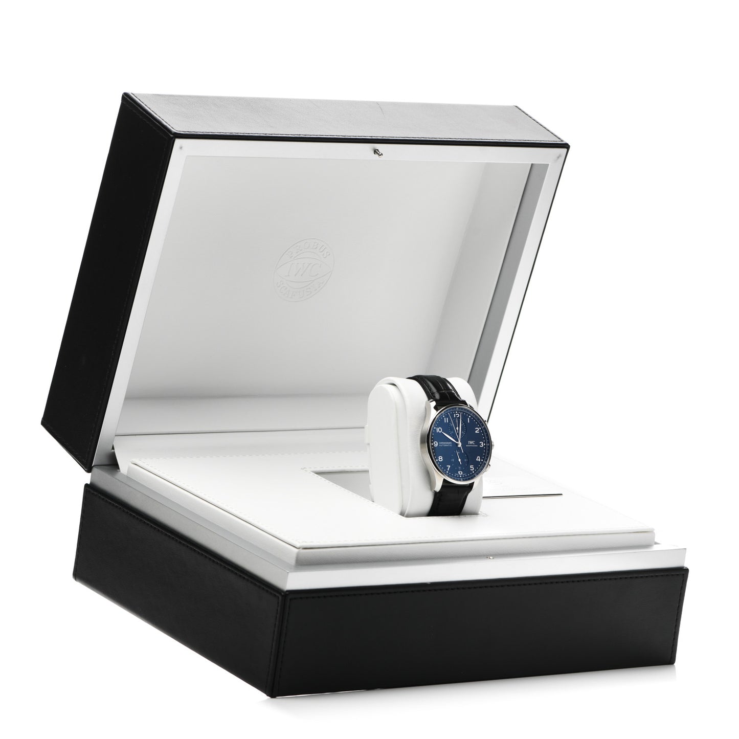Stainless Steel Alligator 41mm Portugieser Chronograph 150 Years Automatic Watch Blue IW371601