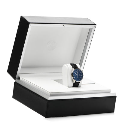 IWC Stainless Steel Alligator 41mm Portugieser Chronograph 150 Years Automatic Watch Blue IW371601 6 of 6