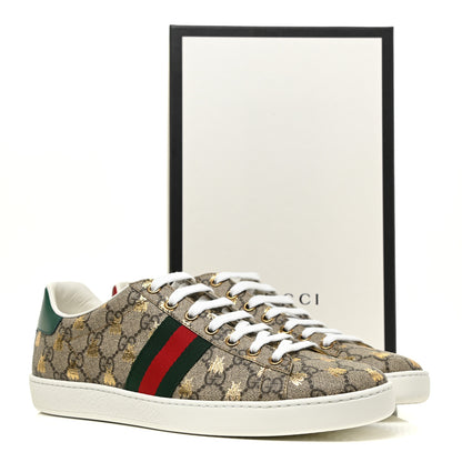 Gucci GG Supreme Monogram Bees Web Womens Ace Sneakers 41 Beige Oro Green Red 9 of 9