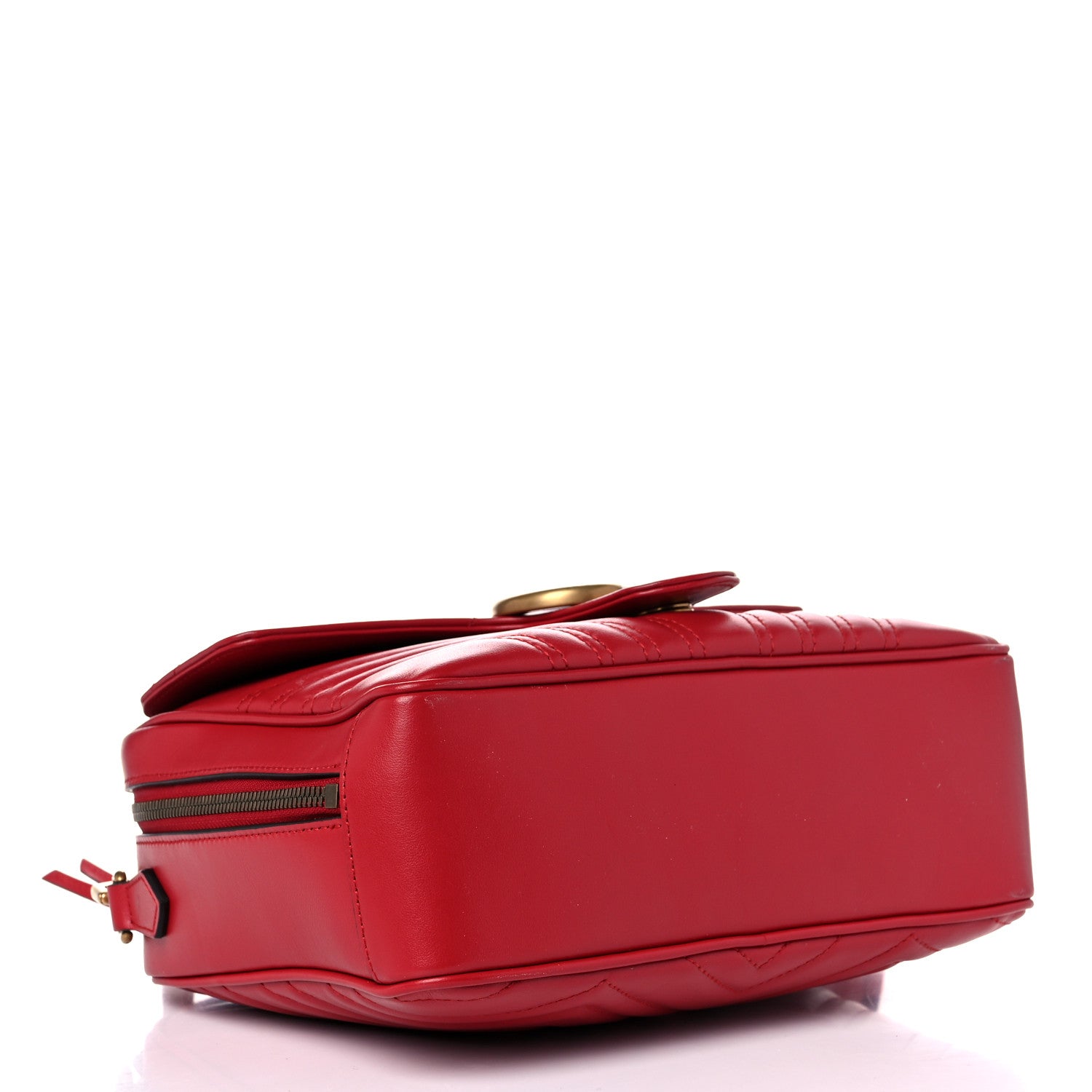 Gucci Calfskin Matelasse Sylvie Web Small GG Marmont Top Handle Shoulder Bag Hibiscus Red 4 of 13