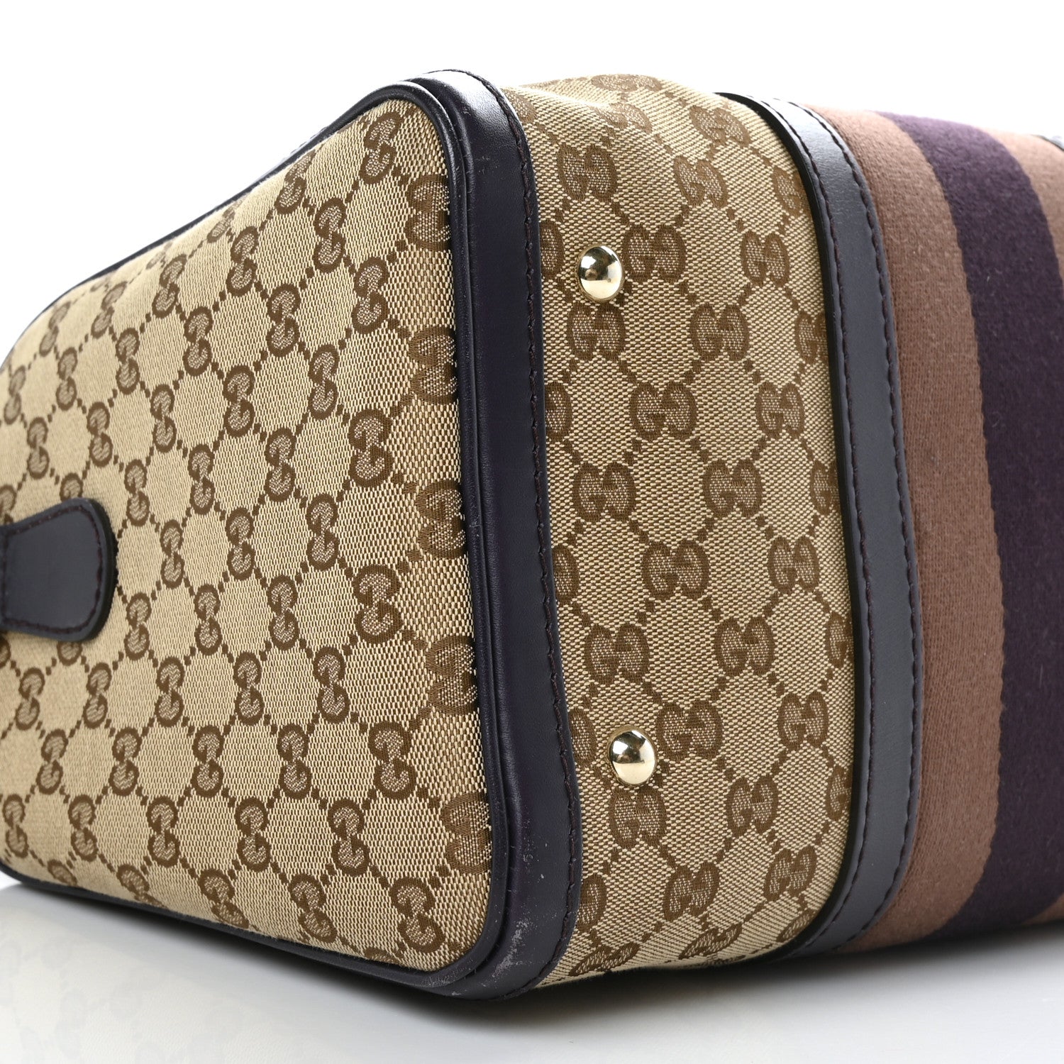 Gucci Monogram Vintage Web Medium Boston Dark Purple 8 of 11