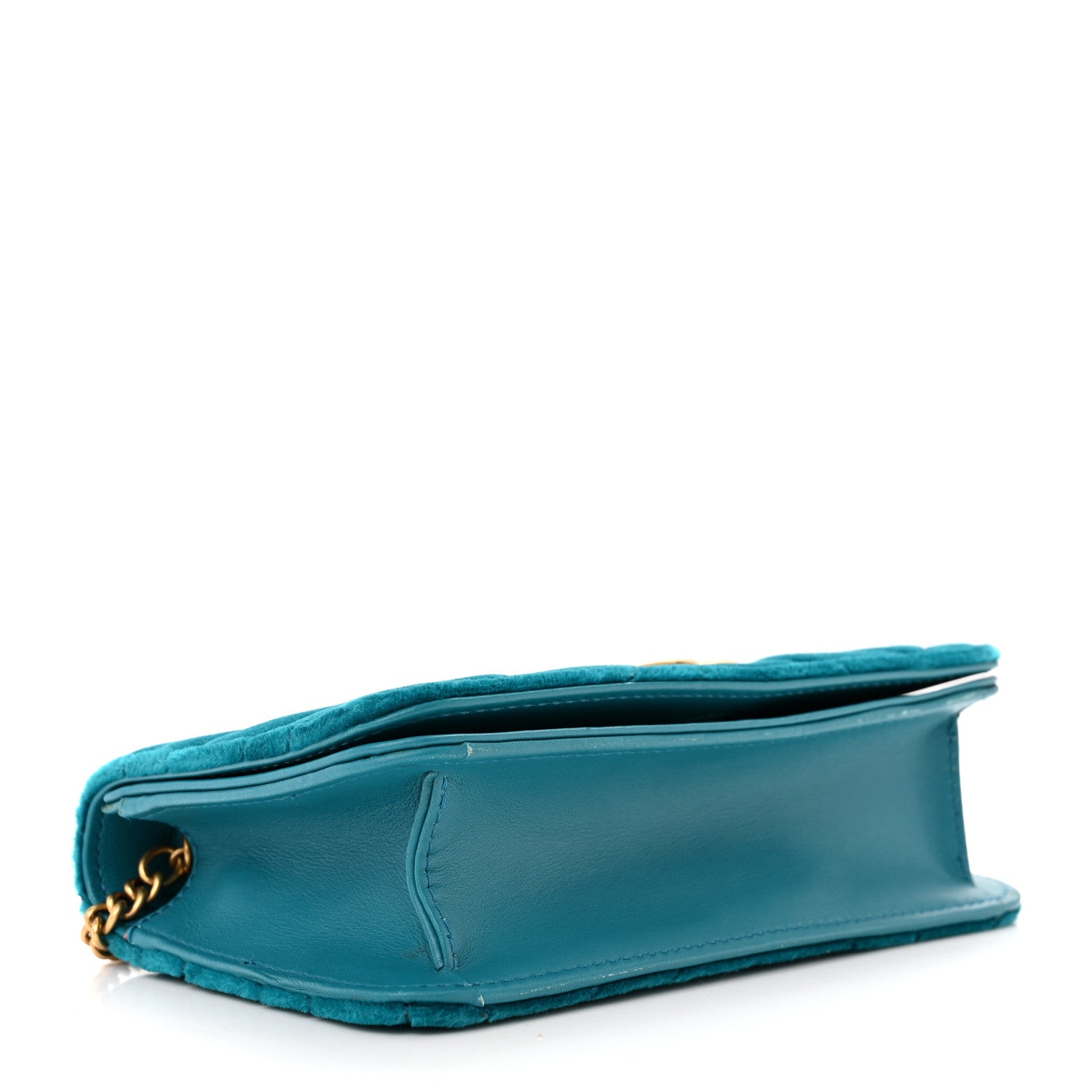 Gucci Velvet Matelasse GG Marmont Mini Bag Pavone Cyan 4 of 11