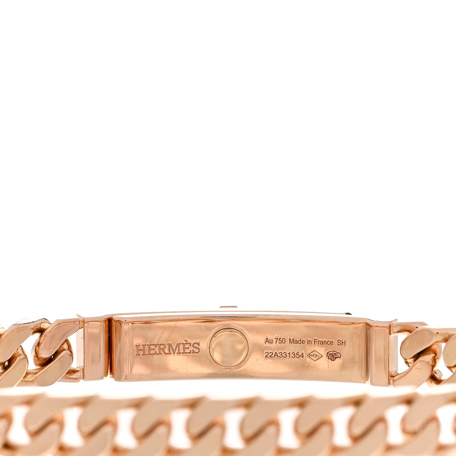 Hermes 18K Rose Gold Diamond PM Kelly Gourmette Bracelet SH 3 of 4