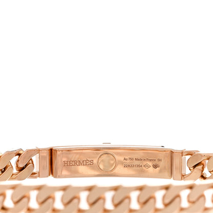 Hermes 18K Rose Gold Diamond PM Kelly Gourmette Bracelet SH 3 of 4
